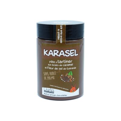 KARASEL 280g - Crema spalmabile al latte e nocciole con gocce di caramello al burro salato