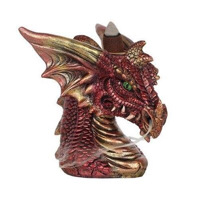Piccolo bruciatore di incenso a riflusso con testa di drago rosso