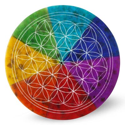 Porta incienso de 7 chakras con flor de la vida de esteatita