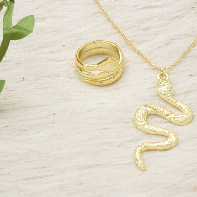 Set collana e anello serpente