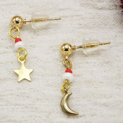 Boucle d'oreille céleste étoile lune