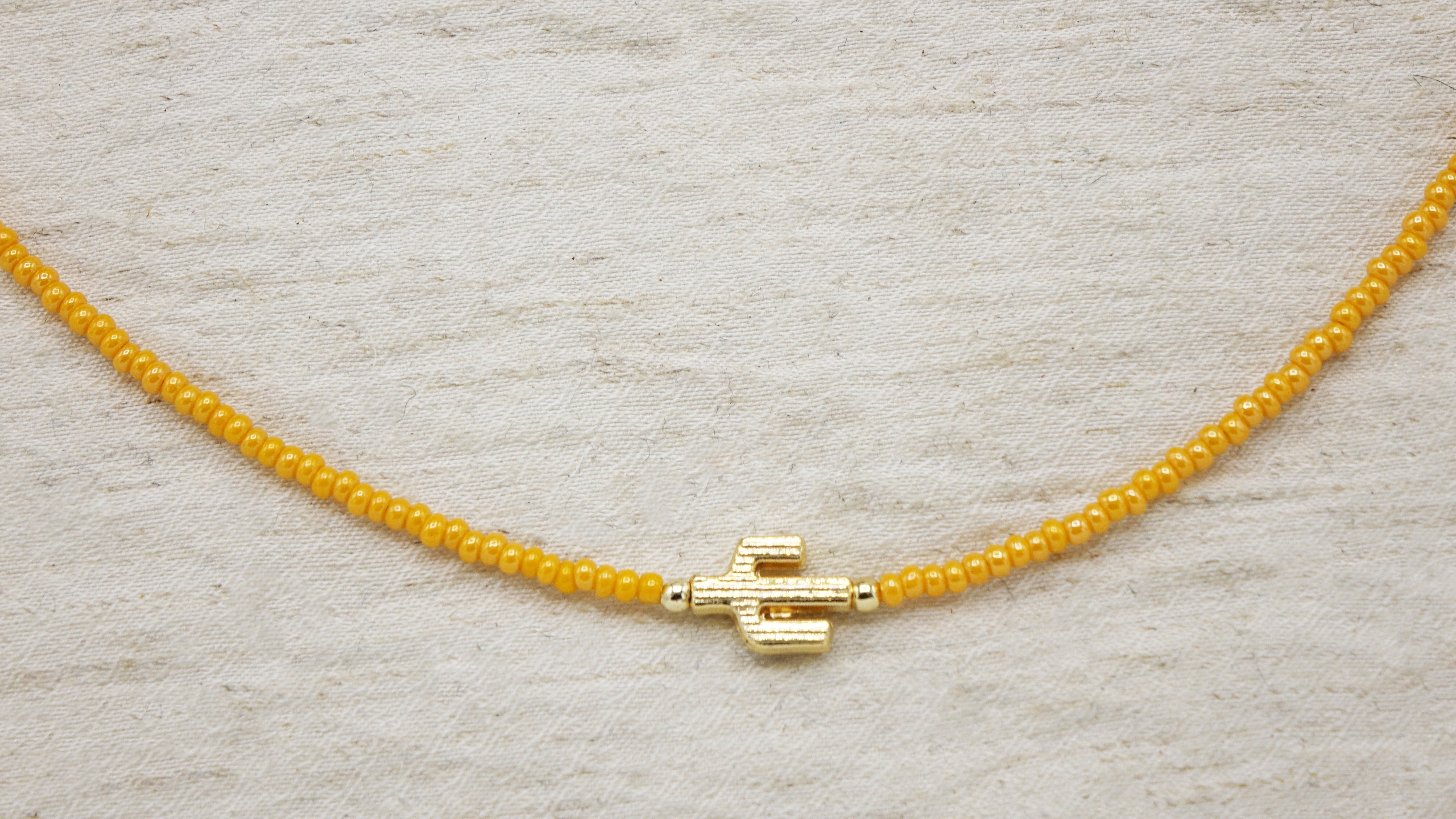 Boho Beaded Dainty Cactus Necklace