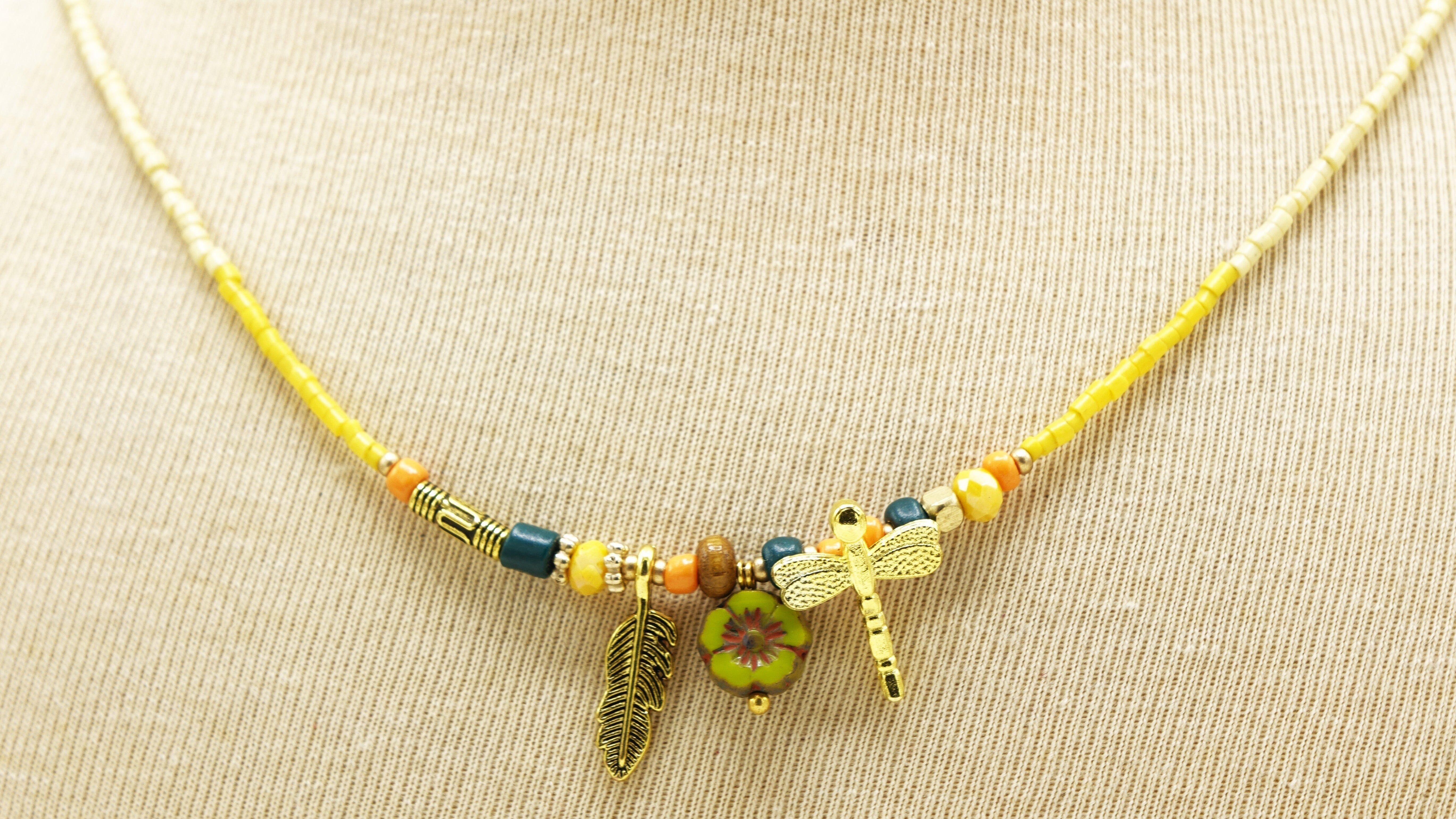 Boho Beaded Flower Necklace