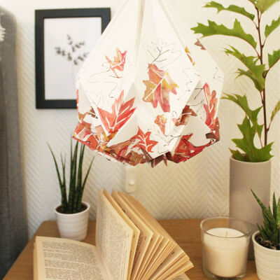 Origami Hanging Lamp Autumn Pattern - M