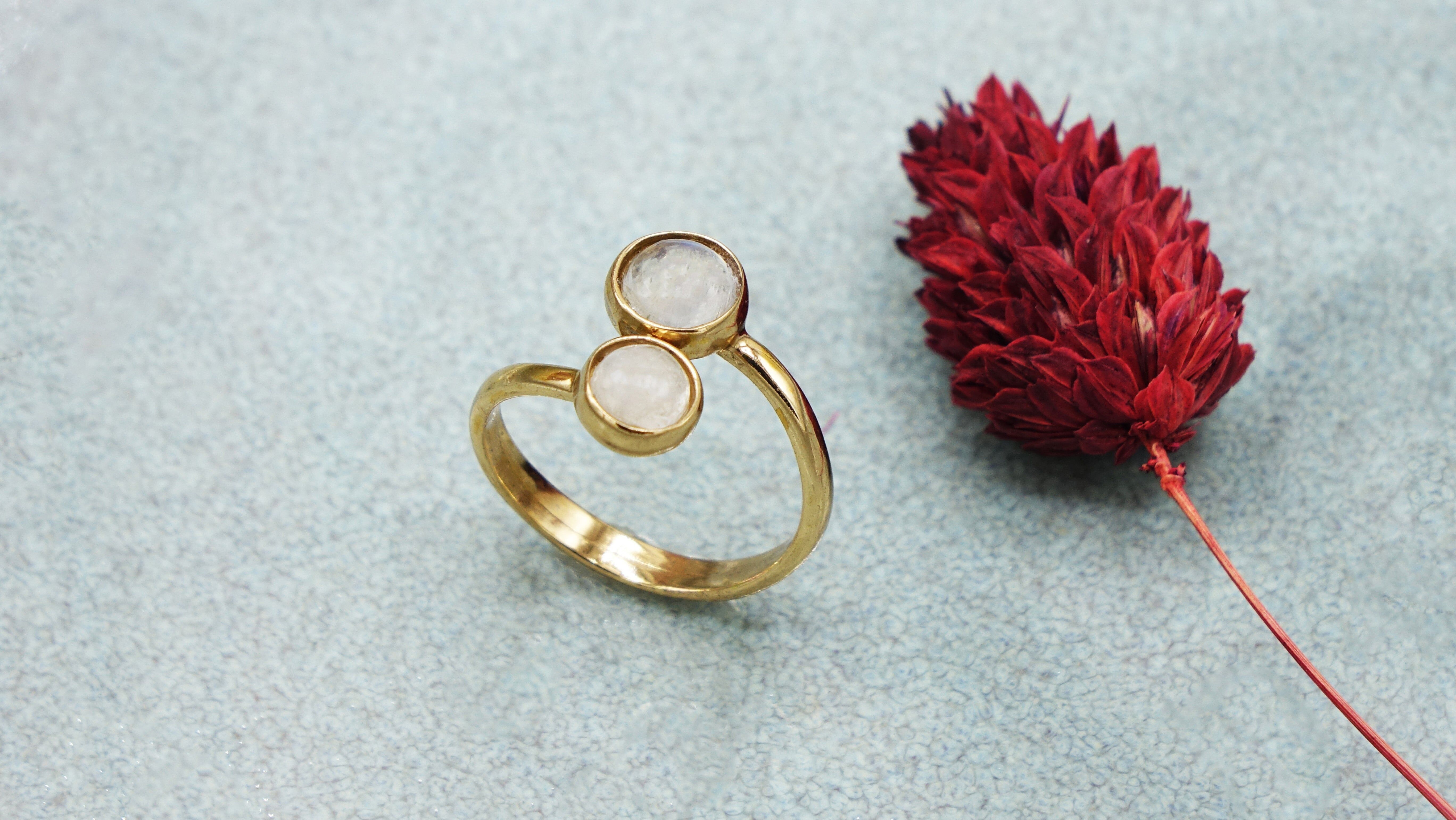 Mondstein-Kristall-Stein-Ring