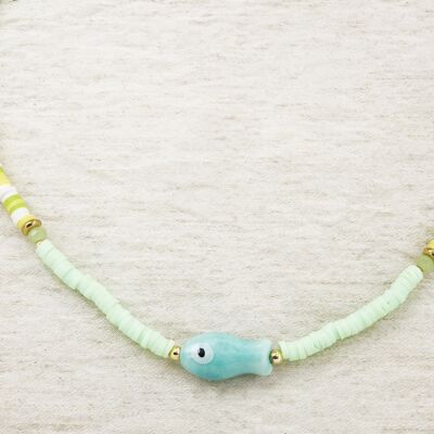 Collar de pez con cuentas heishi