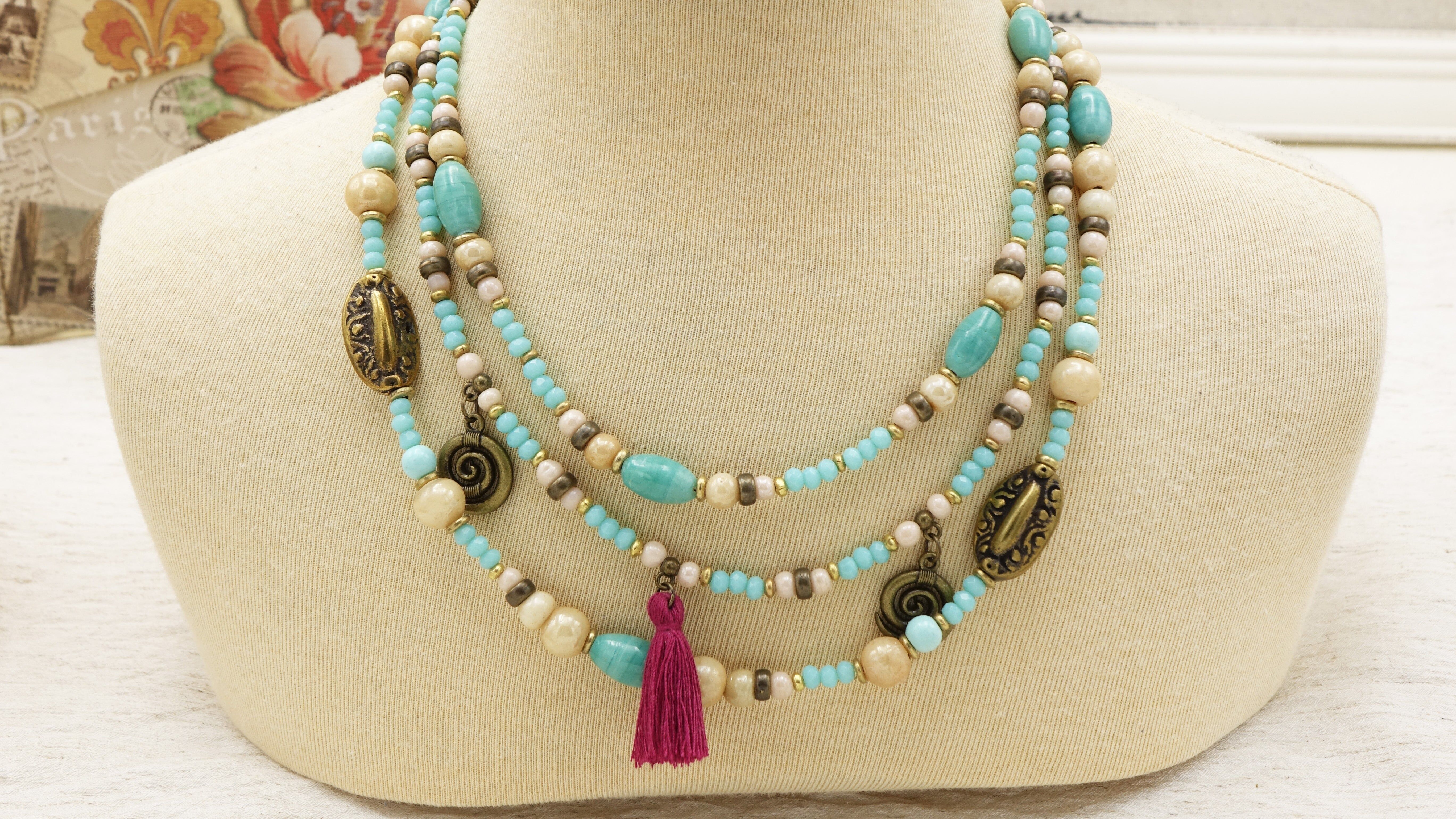 Layered Boho Perlen Sommer Halskette