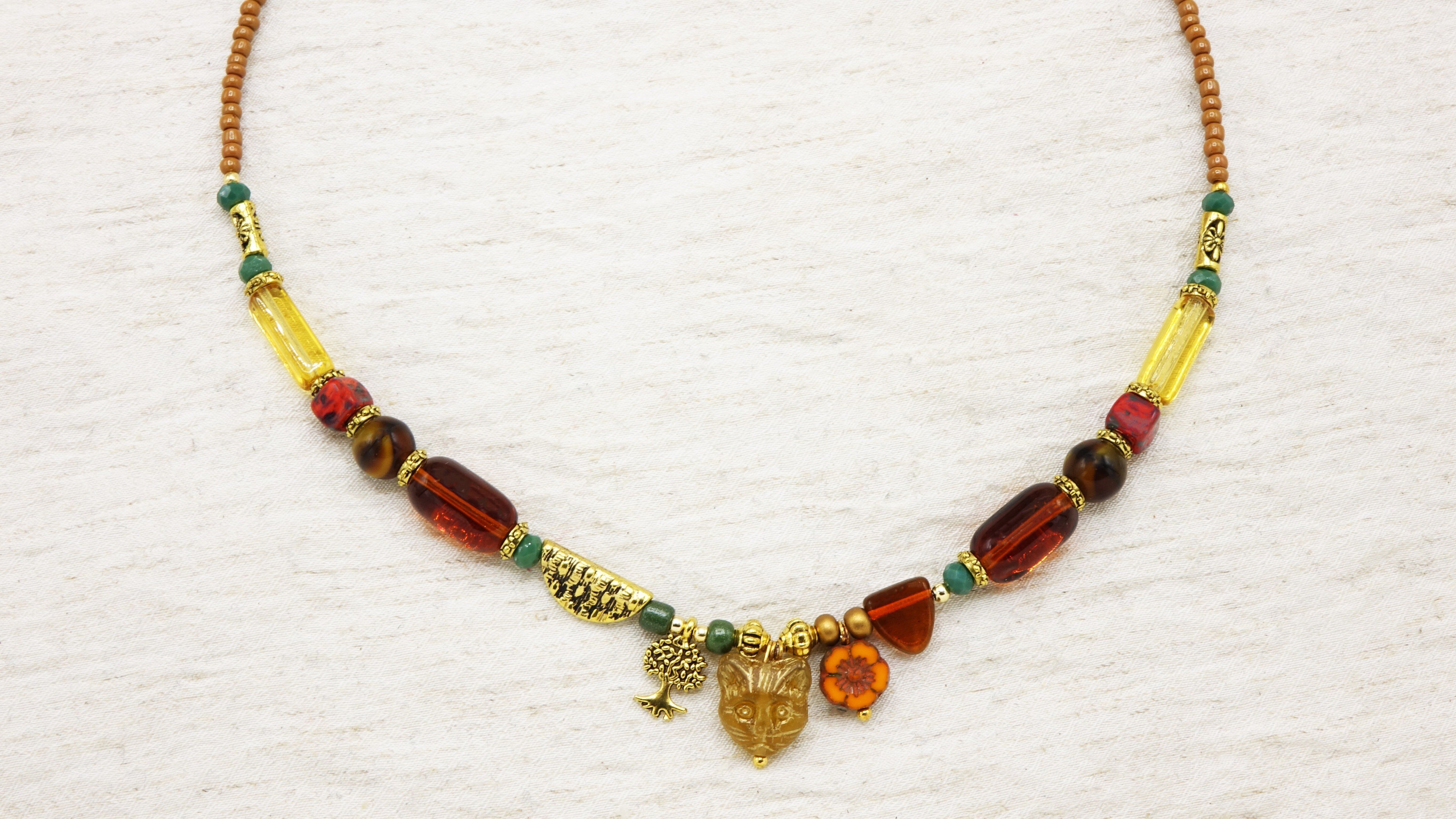 Boho Perlen Katzen Halskette