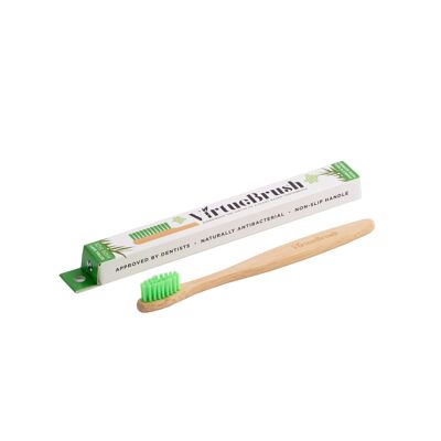 TAILLE ENFANT - BROSSE À DENTS EN BAMBOU - SOUPLE - VERTE