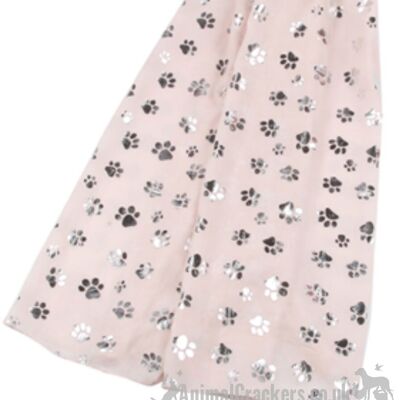 Écharpe Sarong légère en coton mélangé avec imprimé patte de chien argentée, disponible dans un choix de couleurs