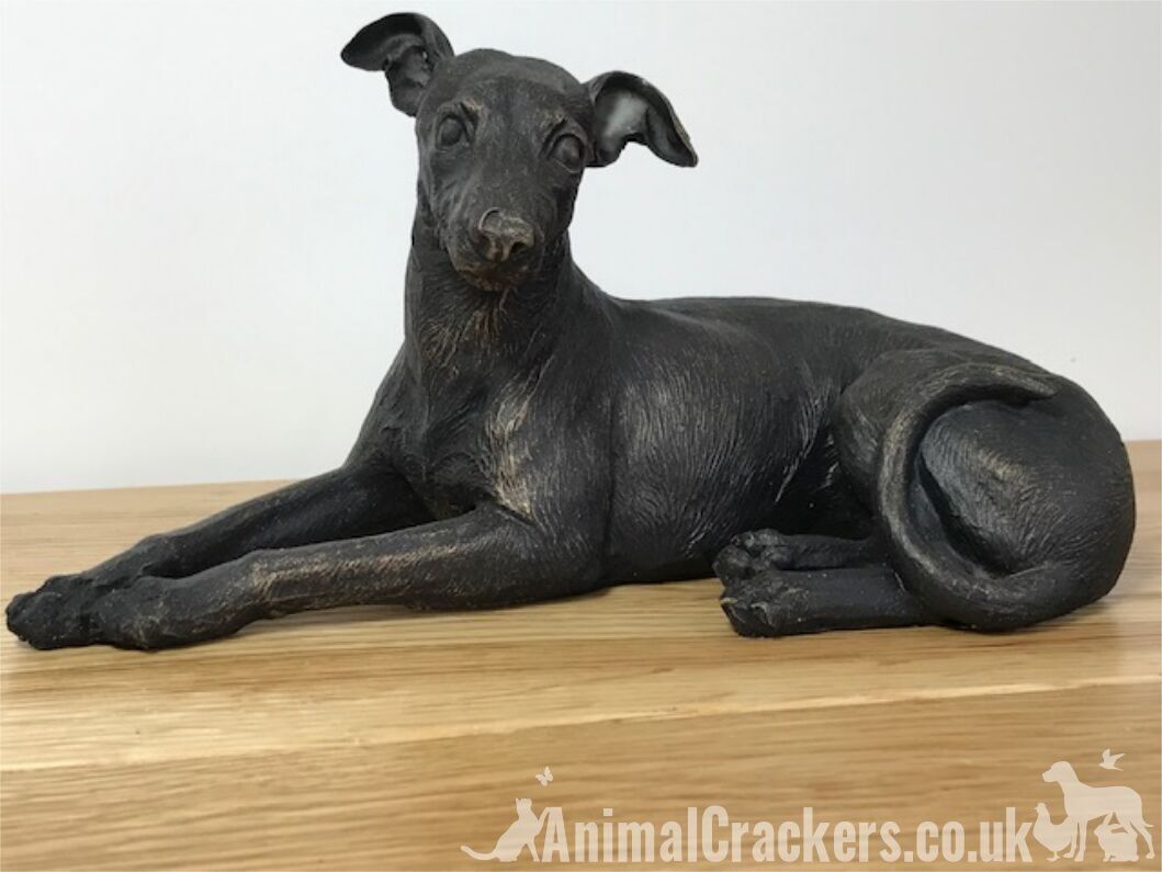 Estatuilla de adorno de galgo de 20cm, decoración de efecto bronce, regalo para amantes de los perros