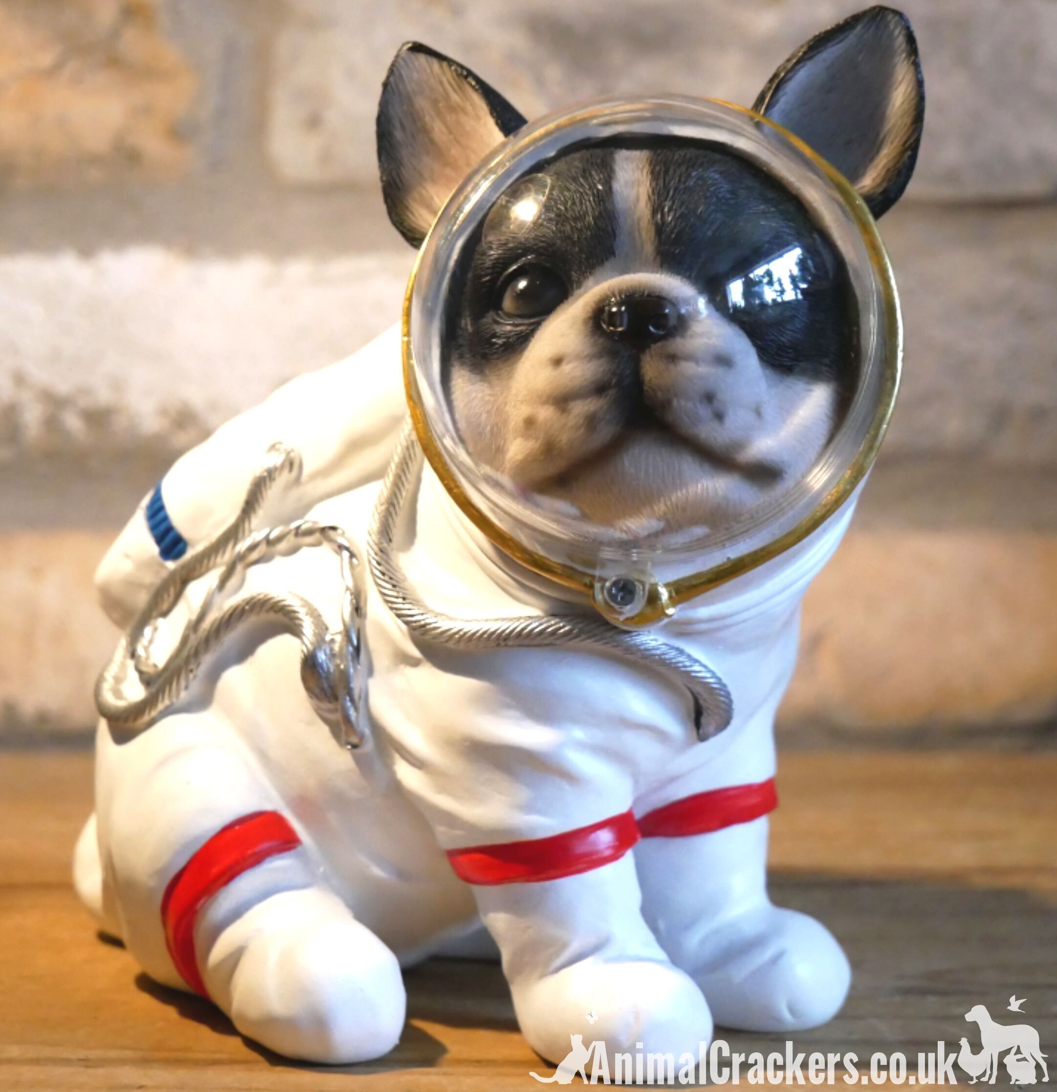 Adorno decorativo de bulldog francés con traje espacial de astronauta, regalo novedoso para amantes de los bulldogs