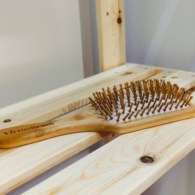 Spazzola per capelli in bambù con perni rotondi