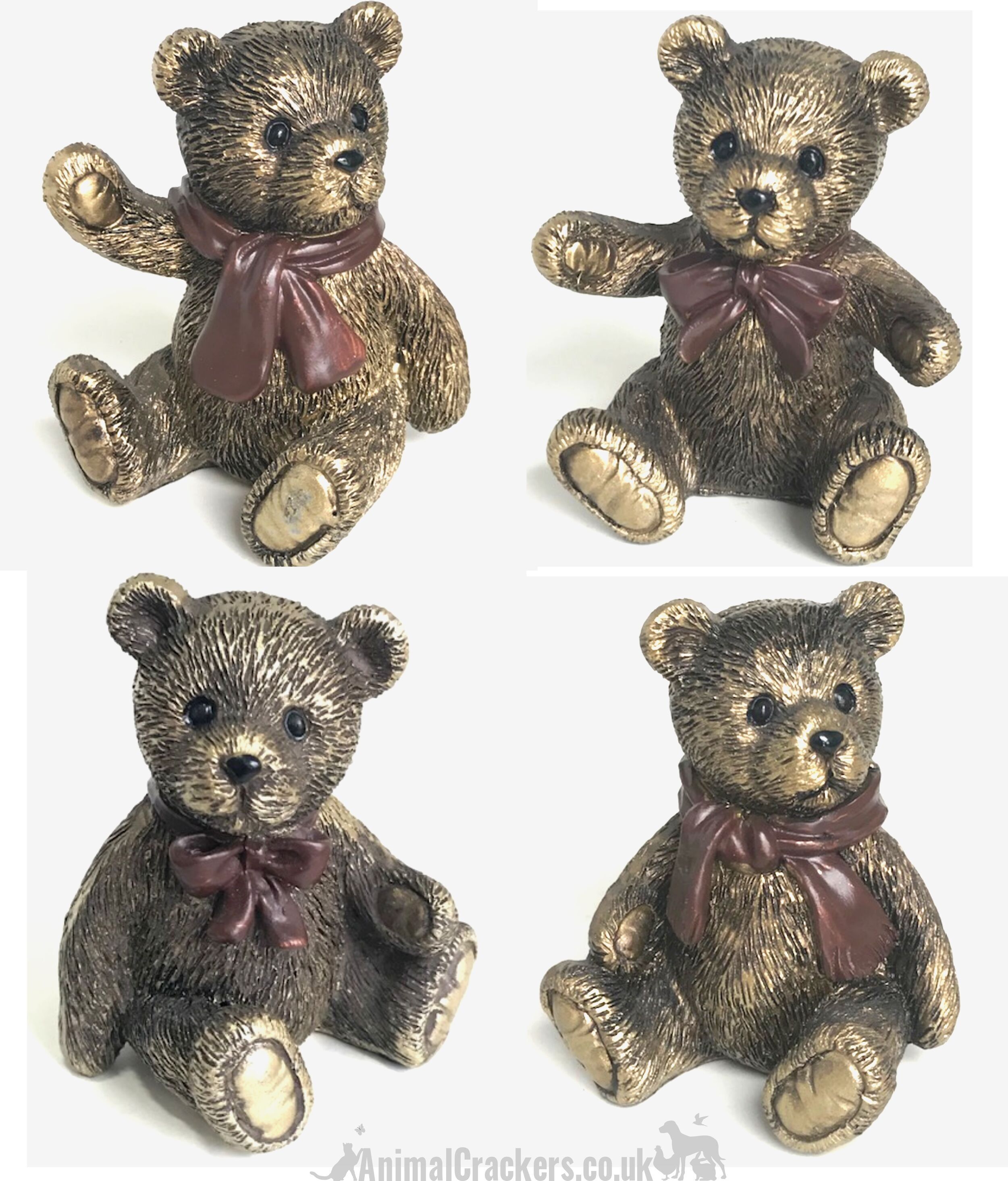 CONJUNTO DE 4 adornos de oso de peluche con efecto de latón envejecido extremadamente lindo, fabuloso regalo para amantes del oso de peluche