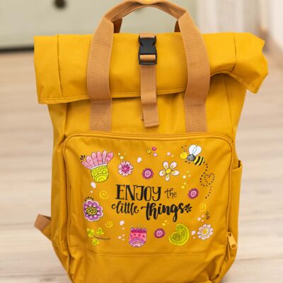 Mochila grande Mostaza “Disfruta de las pequeñas cosas”