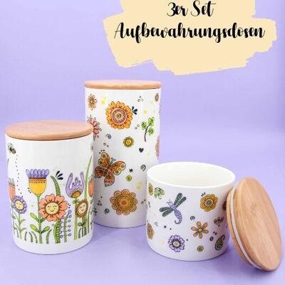 Set 3 vasetti in ceramica "Happy Flowers"