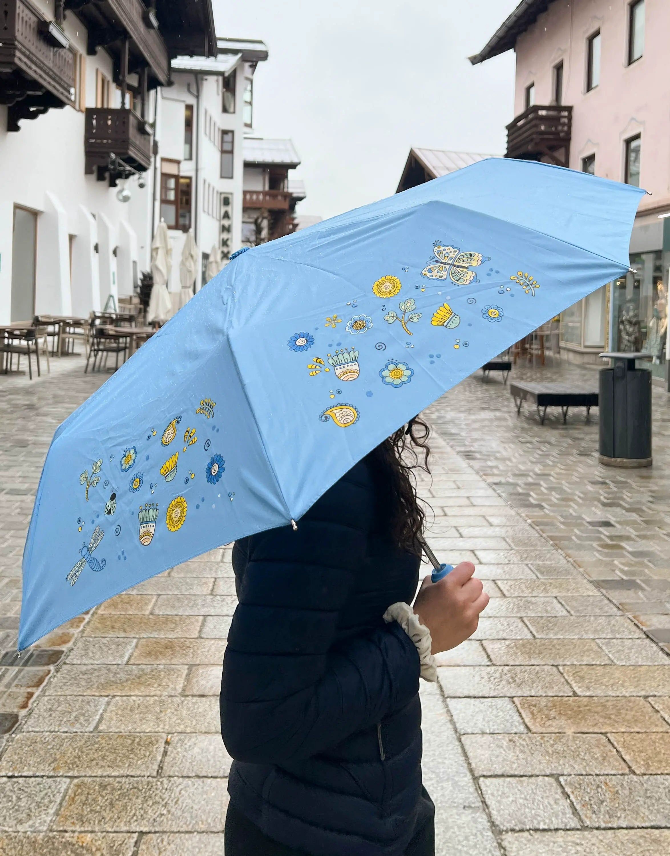 Regenschirm "Blaue Blüten"