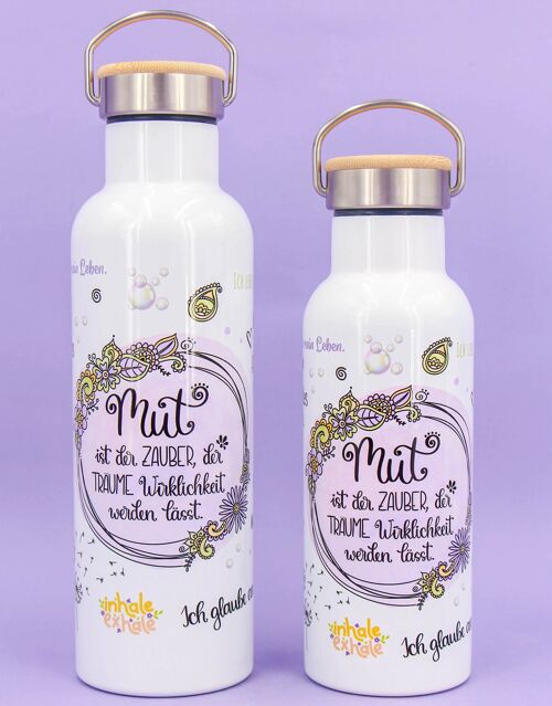 Thermosflasche Bambusdeckel "Mut"