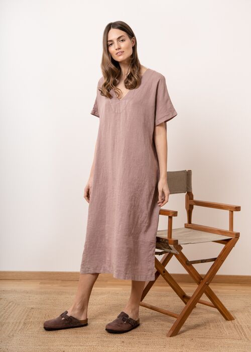 Linen Dress in Rose Olivia