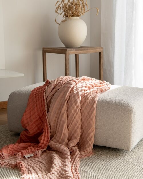 Double Side Linen Blanket in Clay