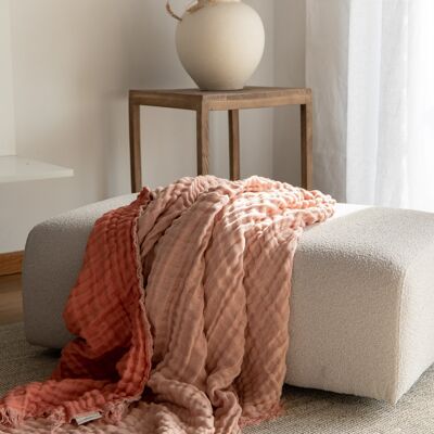 Double Side Linen Blanket in Clay