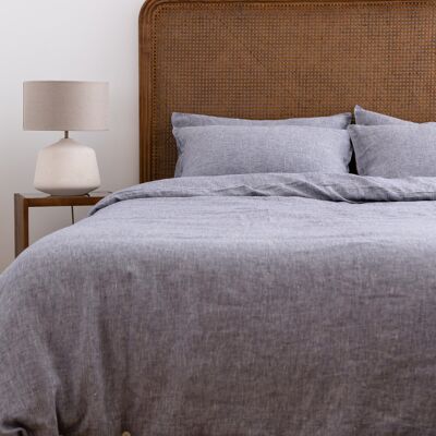 Linen Duvet Cover in Blue Chambray 135 x 200cm