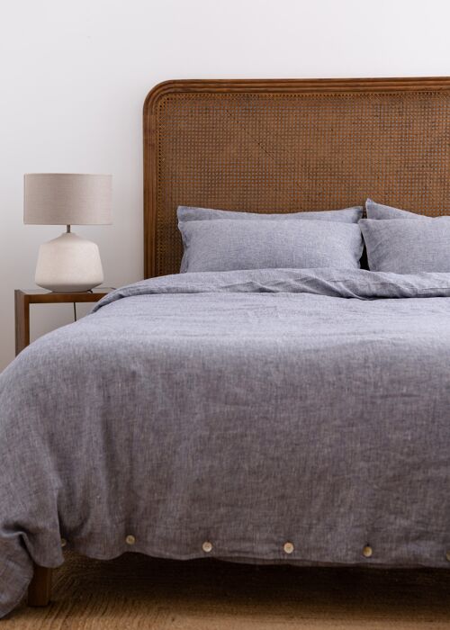 Linen Duvet Cover in Blue Chambray 150 x 200 cm