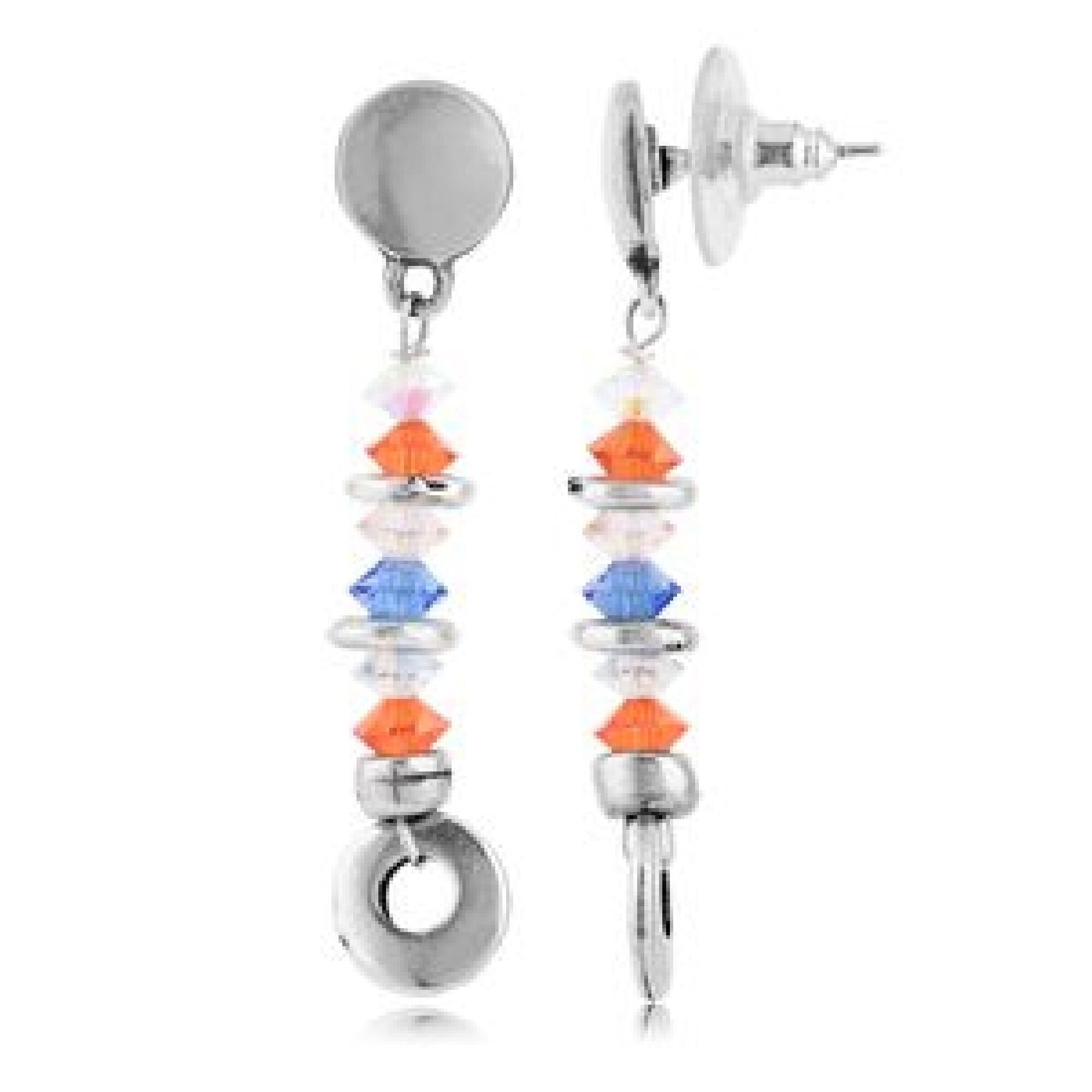 Orecchino lungo multicolore Sw 5 placcato in argento sterling
