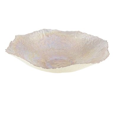 Grande coupe corolle lustrée ambre 42x42x8cm