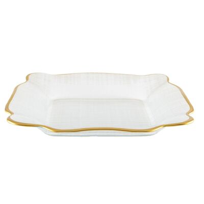 ASSIETTE CARREE EN VERRE BORDS DORES 25X25X2CM