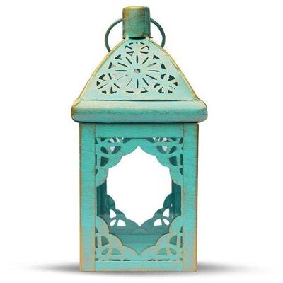 Lantern Oriental Chique Gold/Turquoise 21 cm