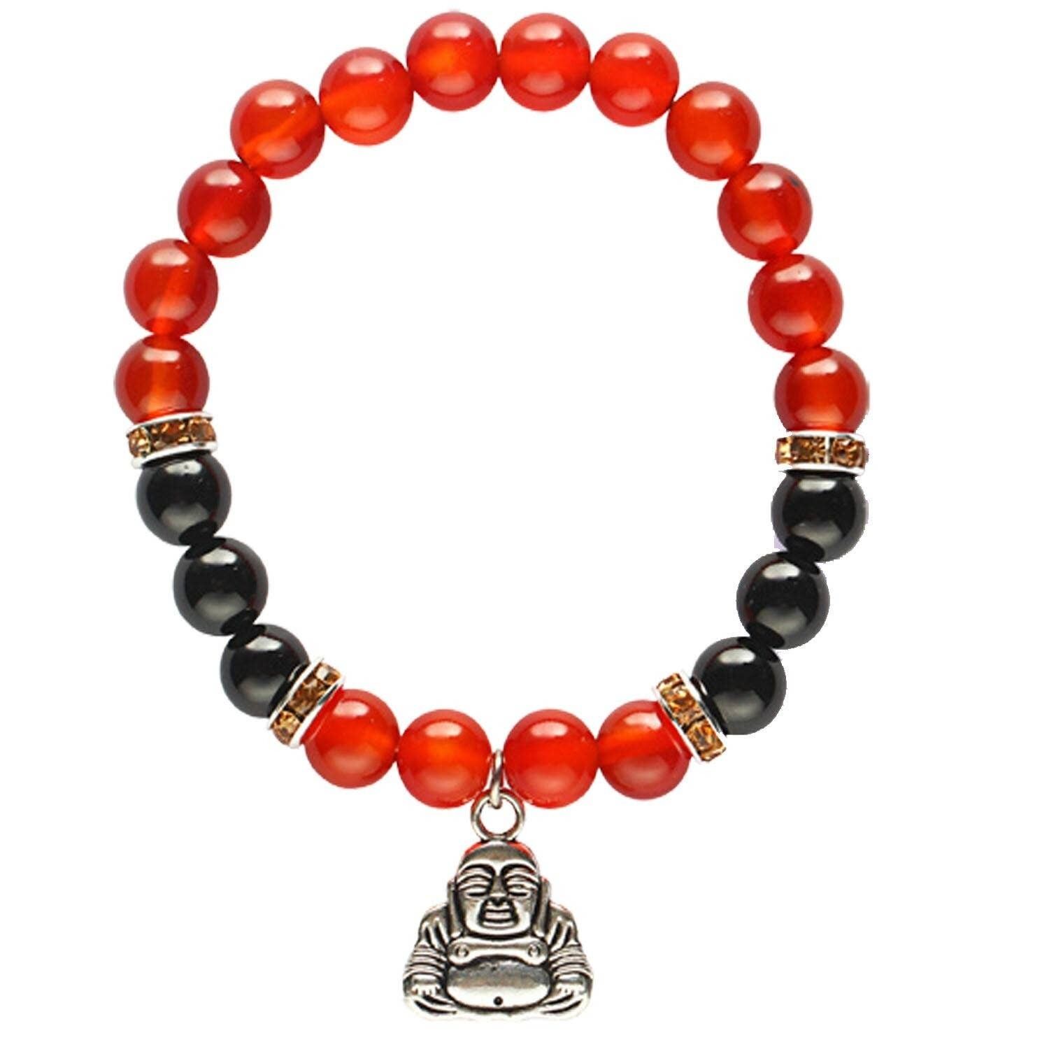 Bracciale Corniola e Onice con Happy Buddha