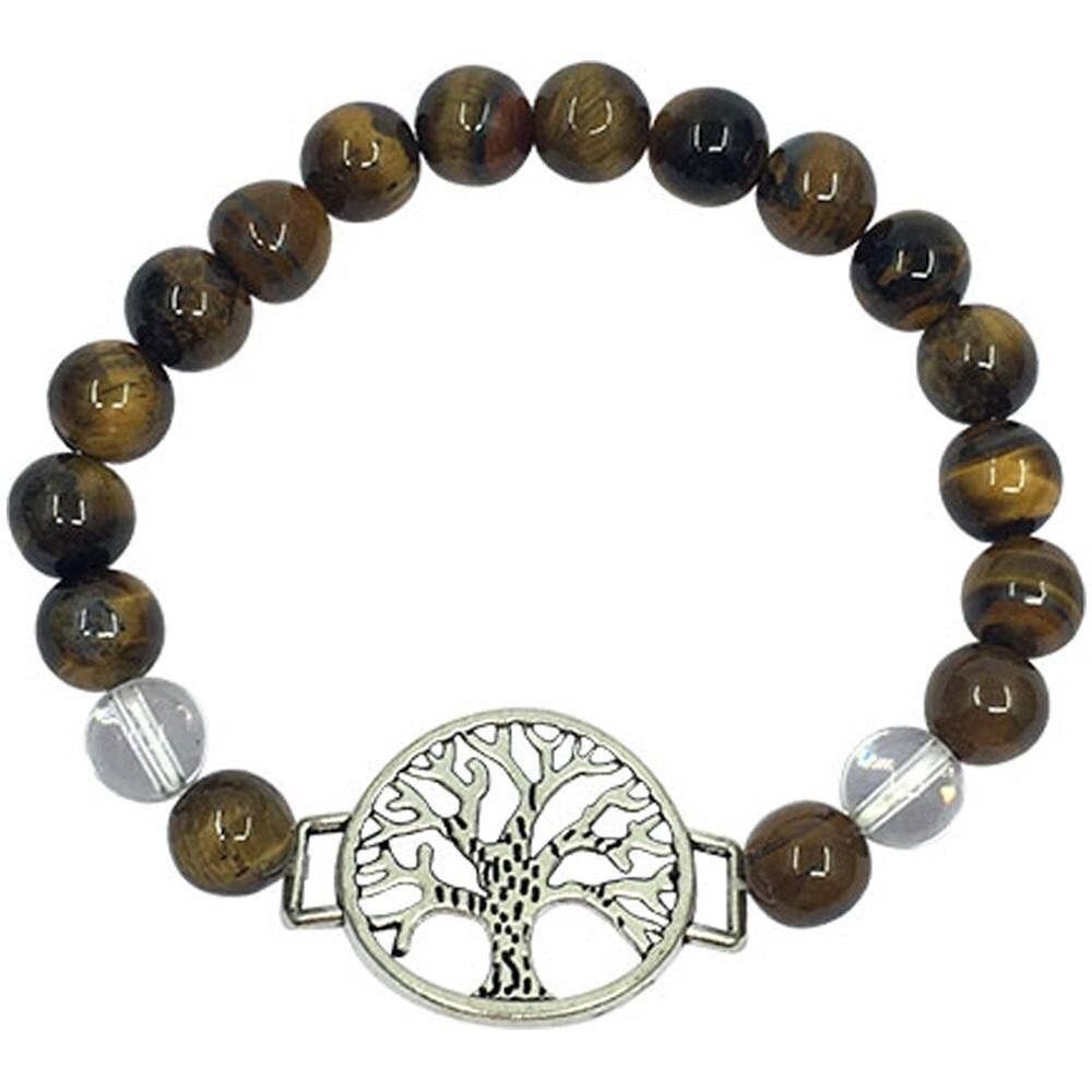Bracciale Occhio di Tigre & Quarzo con Albero della Vita