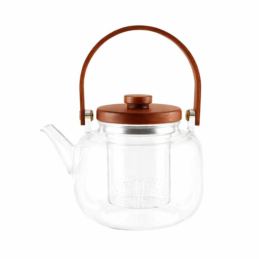Teekanne aus Glas mit Holzgriff 17x14.8 x 12.5cm