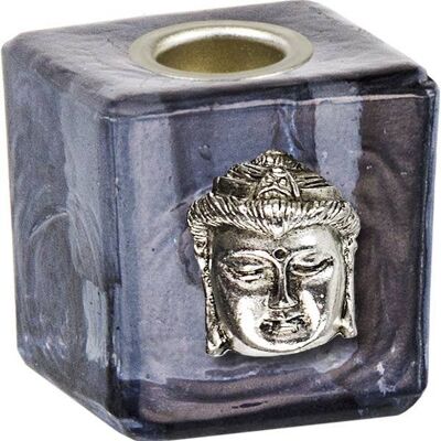 CUBE DE VERRE MINI BOUGIE-NOIR+BUDDHA