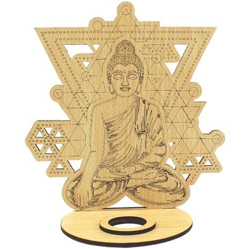 Porta sfera in legno Buddha Mandala