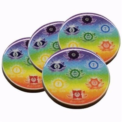 POSAVASOS DE MADERA 7 CHAKRAS SET DE 4
