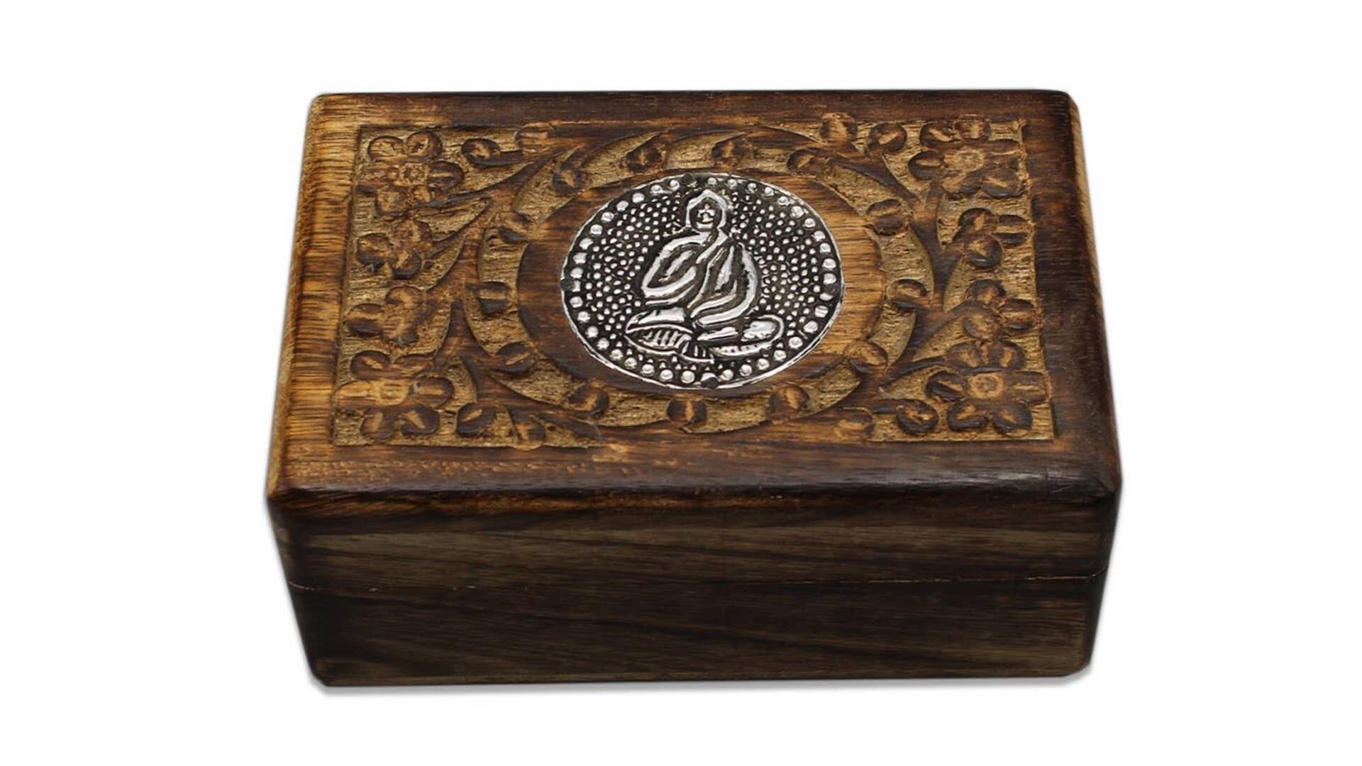 Scatola dei tarocchi del Buddha in legno realizzata a mano