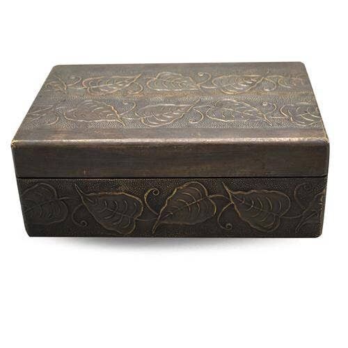 Opbergdoos Goud Koper Met Blaadjes