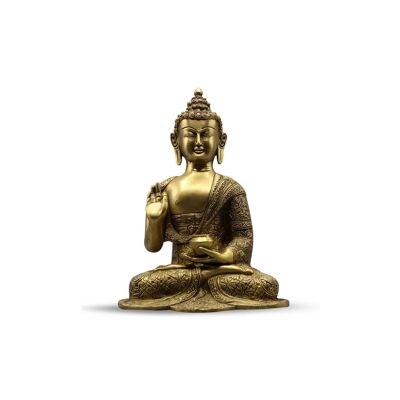 Buddha seduto Asthmangal senza base intagliato oro mat 10,5"