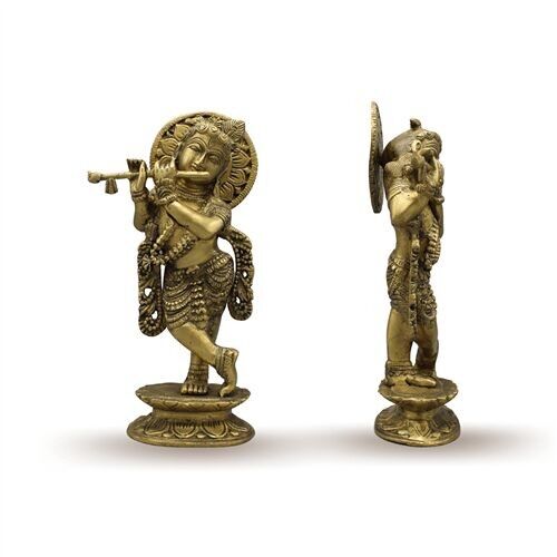 Krishna de pie sobre una base de loto de 10,75 "