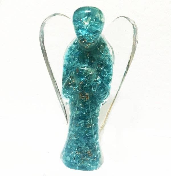 Figurine di angeli Orgone - topazio azzurro 12cm