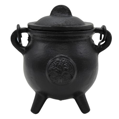 Gusseiserner Kessel Lebensbaum Schwarz