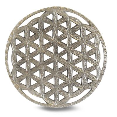 Suspension Fleur de Vie Finition Nickel 15cm