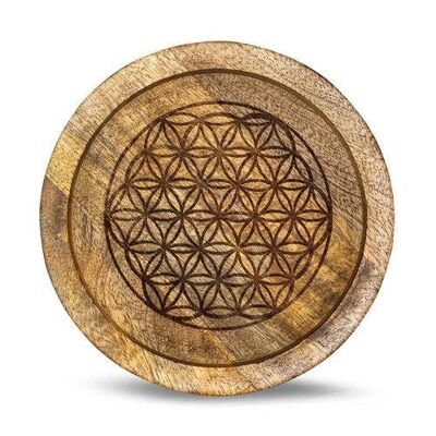 Plateau Grille Cristal Bois de Manguier Fleur de Vie 15 cm