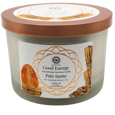 Green Tree Gemstone Candle Good Energy Palo Santo 256g