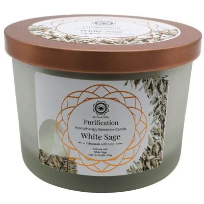 Green Tree Gemstone Candle Purification White Sage 256g