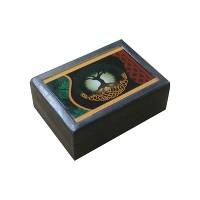 Colores tierra tema Árbol de la vida - caja de madera negra