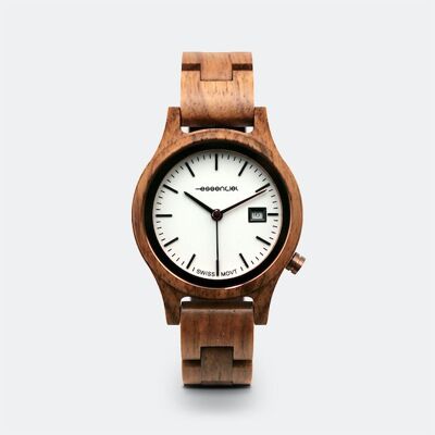 Reloj de madera con fecha para mujer - 32 mm