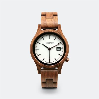 Montre dateur femme en bois - 32mm